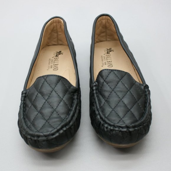 Ball-Band Ladies 10 Flare Black Slip-on Flats Moc-toe Quilted Moccasin Loafers - Picture 6 of 10